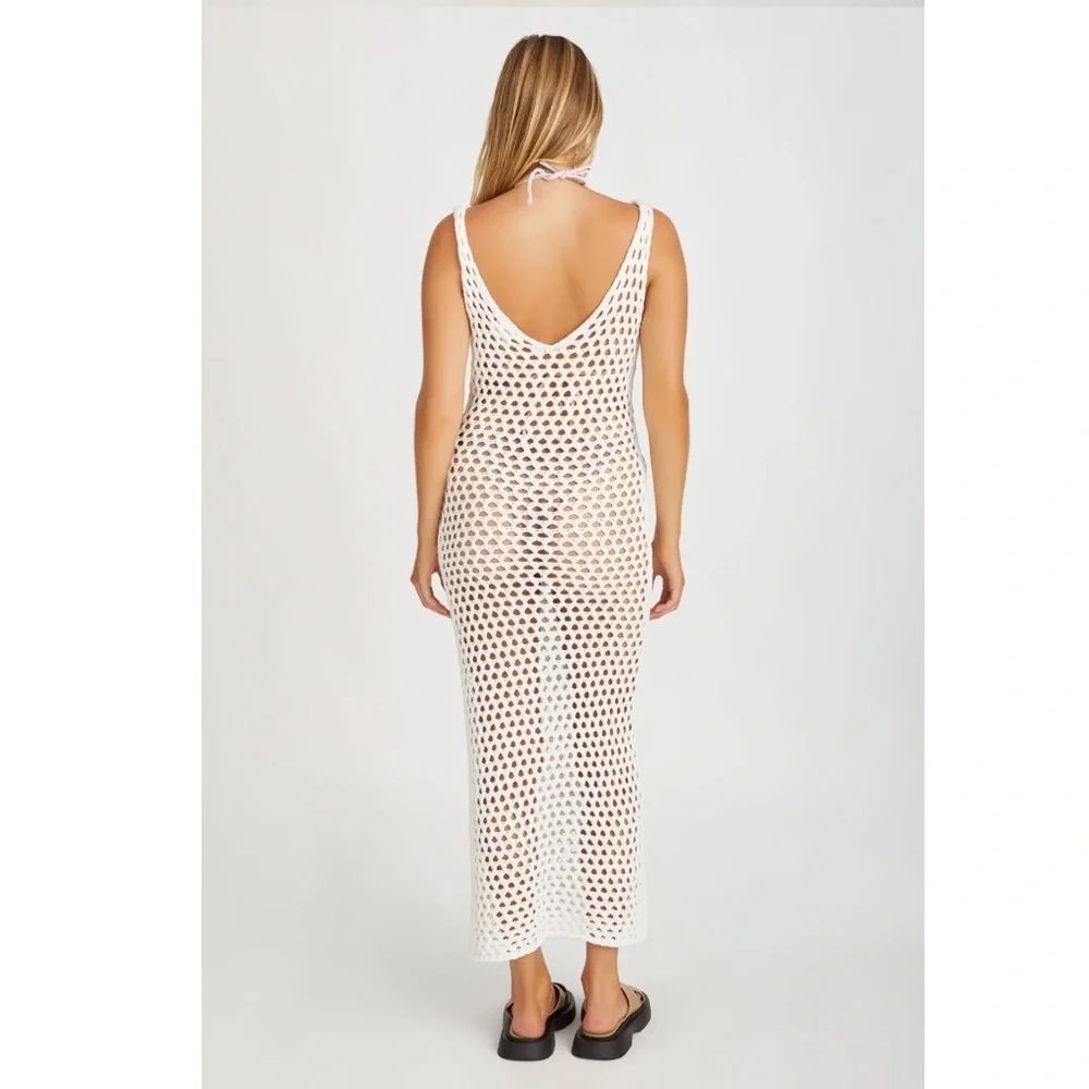Zulu & Zephyr White Cotton Crochet Knit Dress - Picture 3 of 12